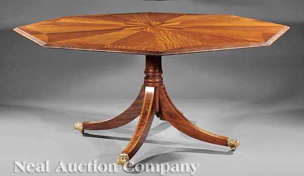 Appraisal: A George III-Style Inlaid Mahogany and Satinwood Dining Table segmented