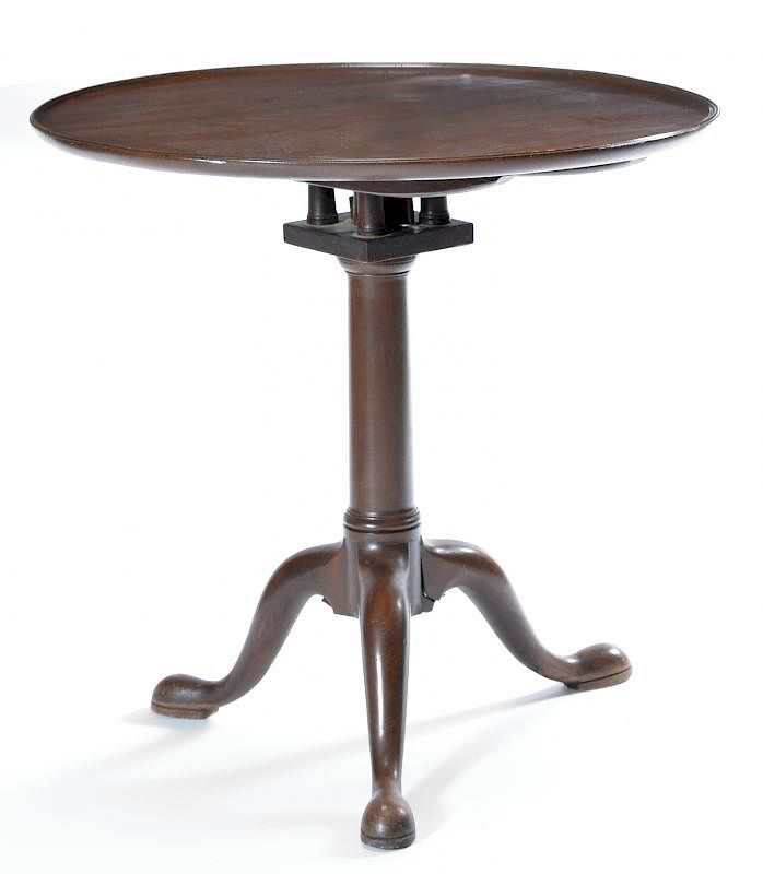 Appraisal: Mahogany tilt top tripod table th c Mahogany tilt top