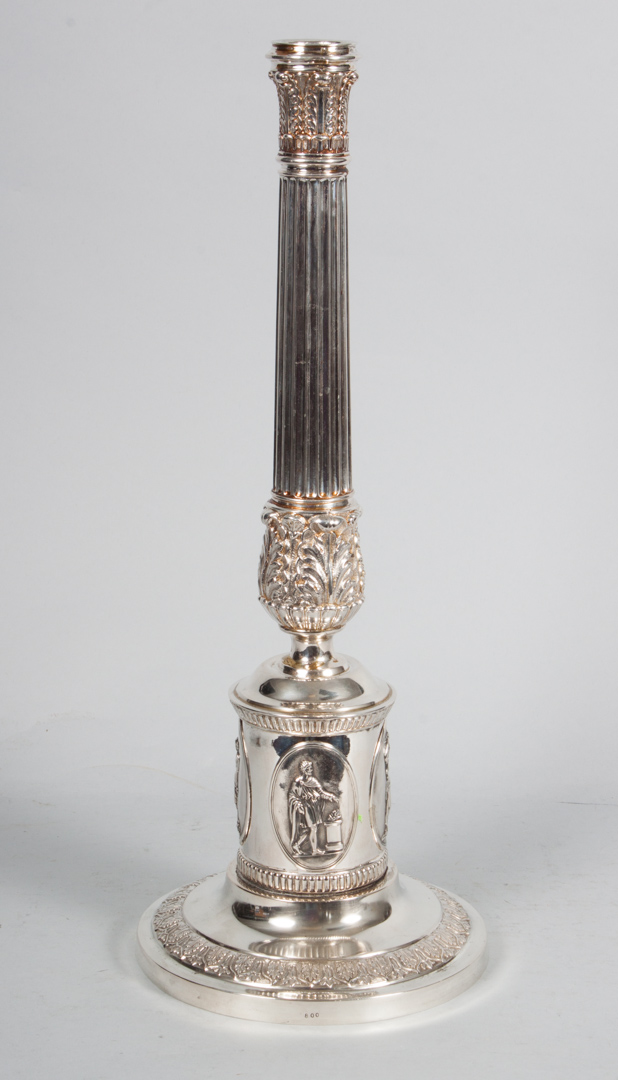 Appraisal: Neoclassical style silver candlestick lamp base in H marked ozt