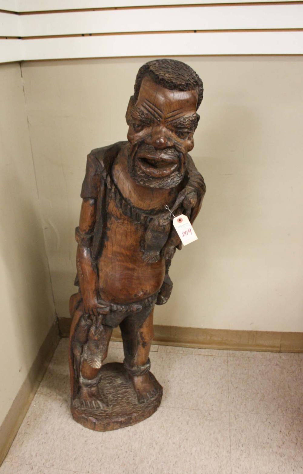 Appraisal: AFRICAN FIGURAL WOOD FLOOR SCULPTURE Liwonde township Southern Region of