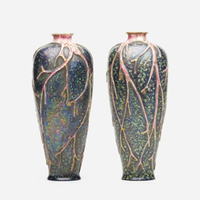 Appraisal: Riessner Stellmacher Kessel AMPHORA SEAWEED VASES SET OF TWO Austria