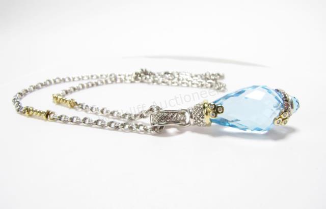 Appraisal: A Judith Ripka briolette blue topaz pendant set in elegant