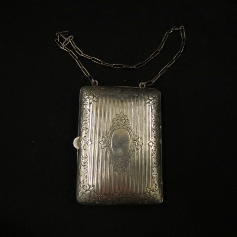 Appraisal: Sterling Silver Purse with dance card inside wrist chain