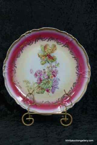 Appraisal: Antique German Hand Painted Orchid Meat PlateMade and marked by