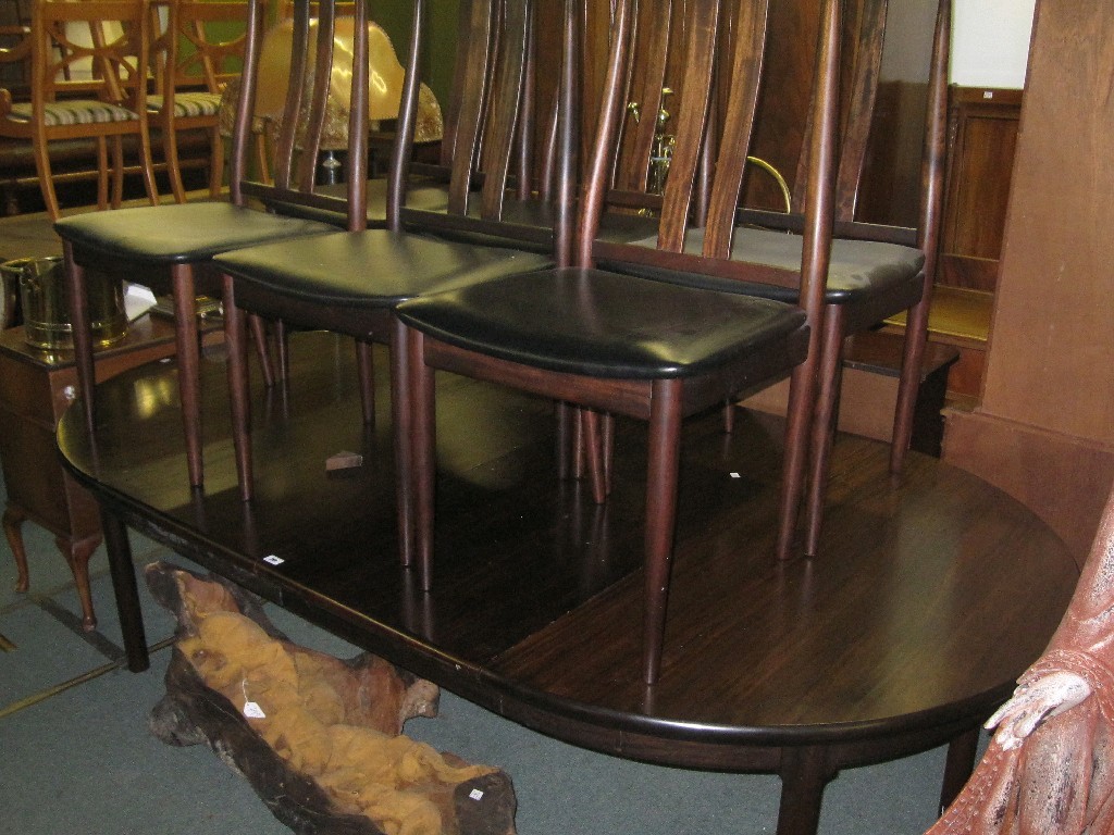 Appraisal: Modern rosewood dining table and six chairs