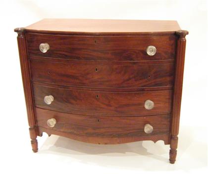 Appraisal: Late Federal mahogany bowfront chest of drawers mid th century