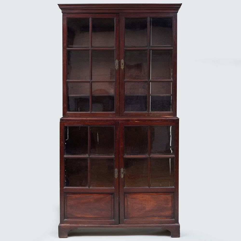 Appraisal: Early George II Mahogany Library Cabinet In two parts the