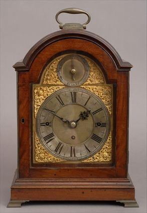 Appraisal: GEORGE III MAHOGANY CHIMING BRACKET CLOCK The back plate engraved