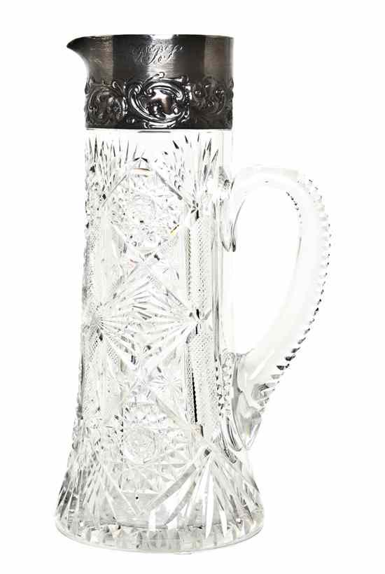 Appraisal: An American Sterling Silver Mounted Cut Glass Pitcher Dominick and