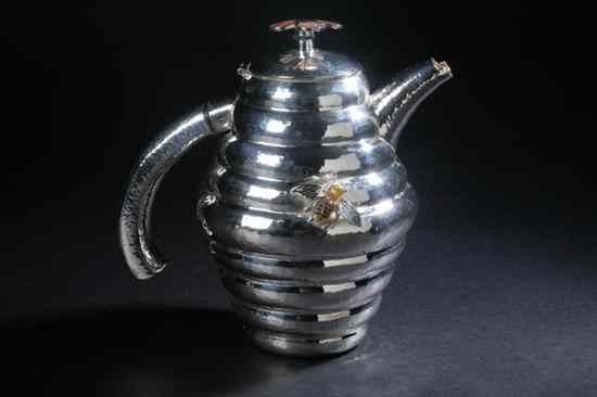 Appraisal: EMILIA CASTILLO STERLING SILVER BEEHIVE COFFEE POT Stamped TO- Emilia