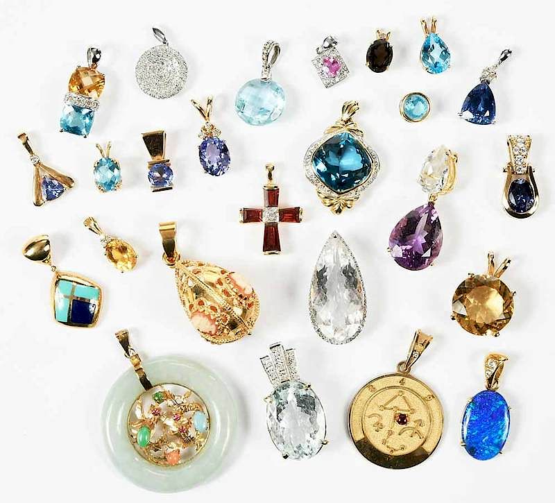 Appraisal: Twenty Five kt Gemstone Pendants assorted gemstones including blue topaz