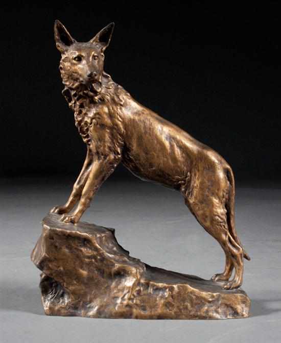 Appraisal: Marius Josef Sain French - ''Le Loup '' bronze gilt-bronze