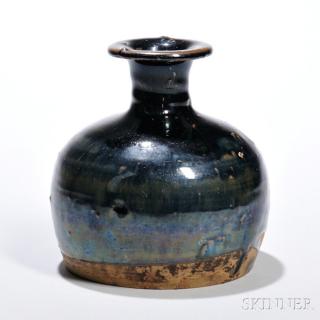 Appraisal: Rare Black Ware Russet Truncated Meiping Rare Black Ware Russet