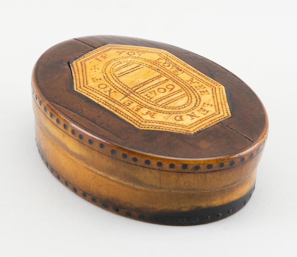 Appraisal: ENGLISH SNUFF BOX CIRCA LENGTH ENGLISH SNUFF BOX Circa Oval