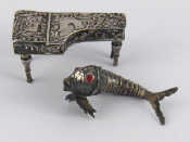 Appraisal: A Continental silver miniature grand piano the lid lifting to