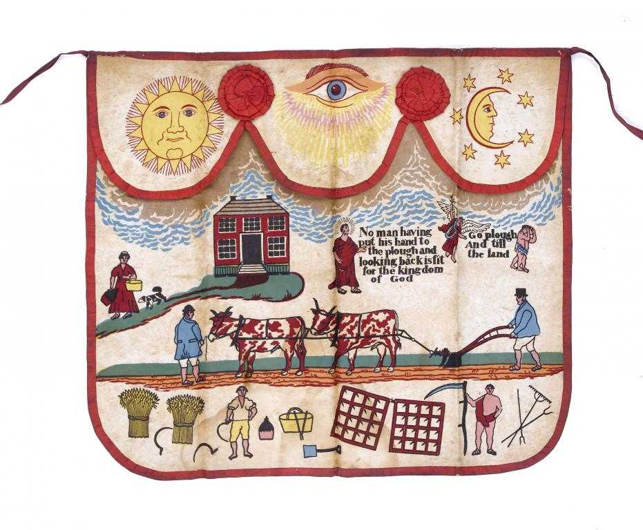 Appraisal: AN UNUSUAL ENGLISH PRINTED COTTON APRON OF A FRATERNAL SOCIETY