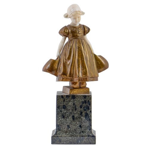 Appraisal: H Dietrich A gilt bronze and ivory statuette of a