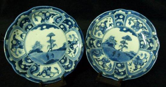 Appraisal: A pair of early th Century blue and white saucers