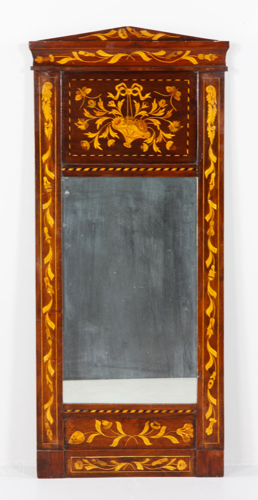 Appraisal: - th th C Marquetry Inlaid Wall Mirror Late th