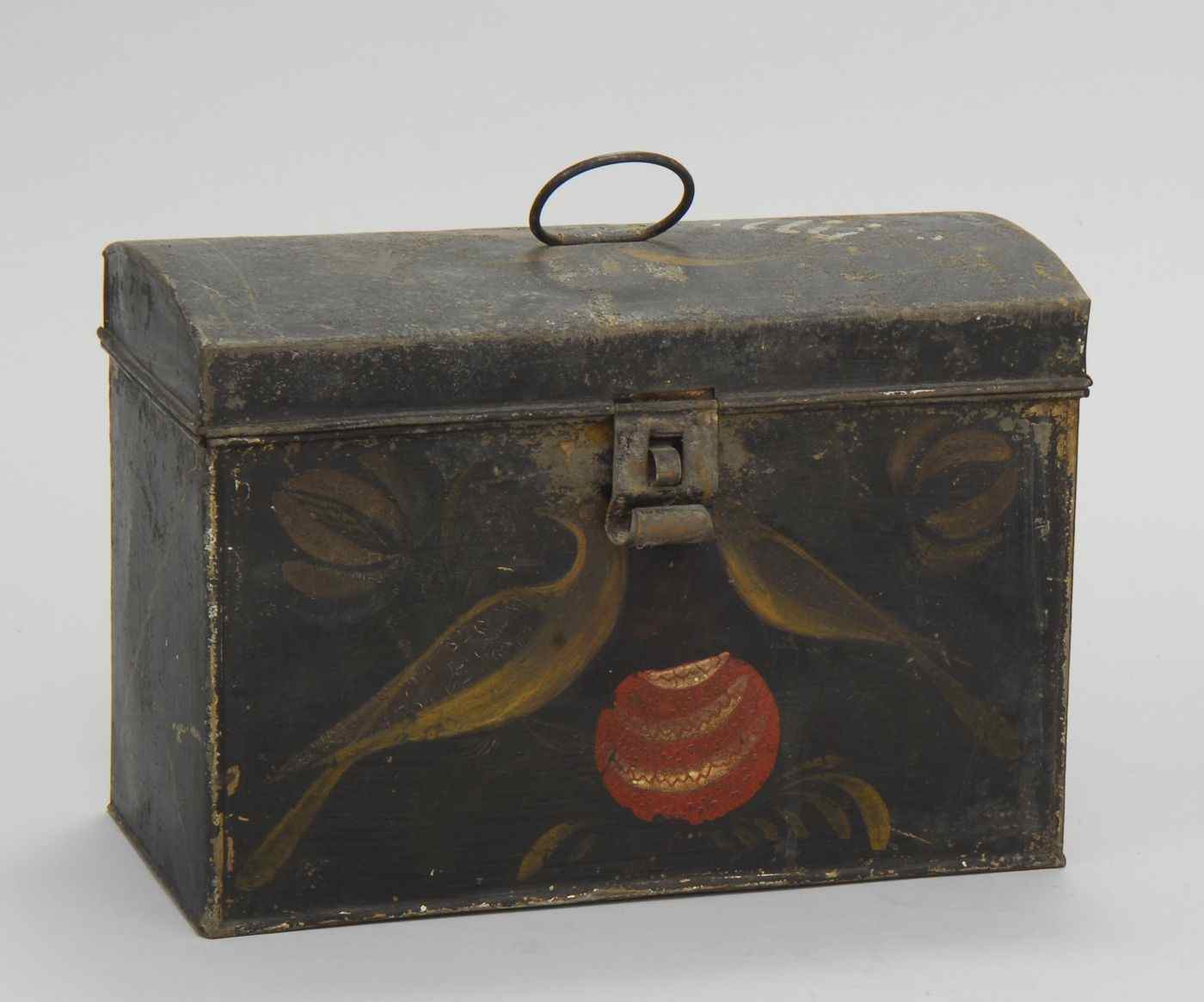 Appraisal: FINE TOLE DECORATED BOX th Century Probably PennsylvaniaFront panel decorated