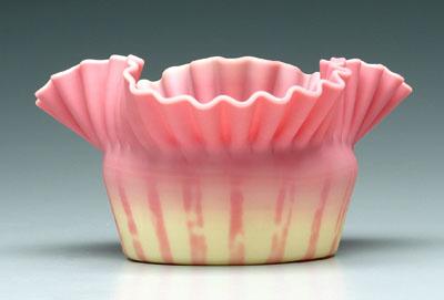 Appraisal: Burmese bowl satin finish fluted rim above irregular pink vertical