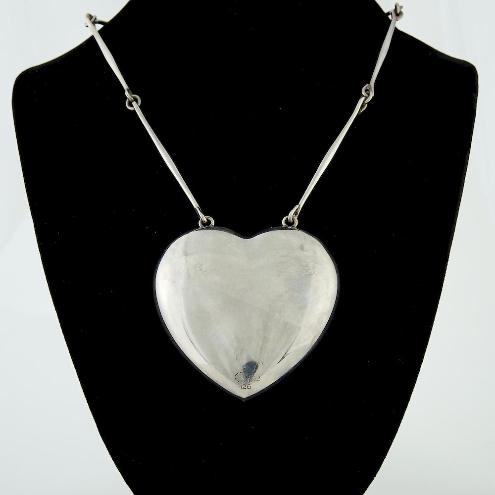 Appraisal: Astrid Fog for Georg Jensen Sterling Silver Heart Necklace Astrid