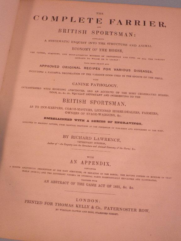 Appraisal: A copy of The Complete Farrier and Sportsman by Richard