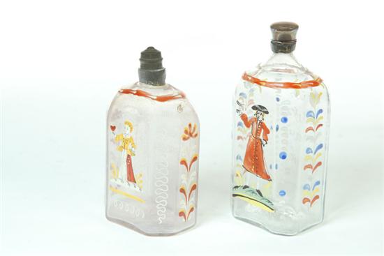 Appraisal: TWO STIEGEL-TYPE BOTTLES American or European st half- th century