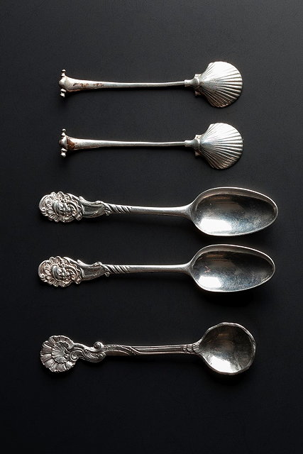 Appraisal: A PAIR OF SILVER ROCOCO TEASPOONS c indistinct maker's mark