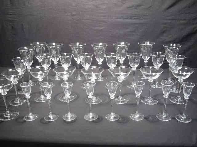 Appraisal: Steuben crystal stemware set Includes total pieces All with ''B''