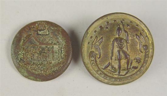 Appraisal: Two Dug Buttons Virginia Staff and Hampton Military Academy Virginia