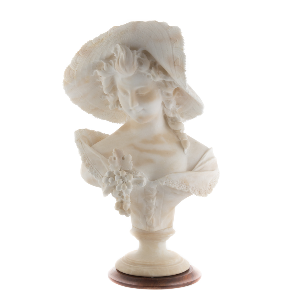 Appraisal: Italian marble bust of woman in hat late th century