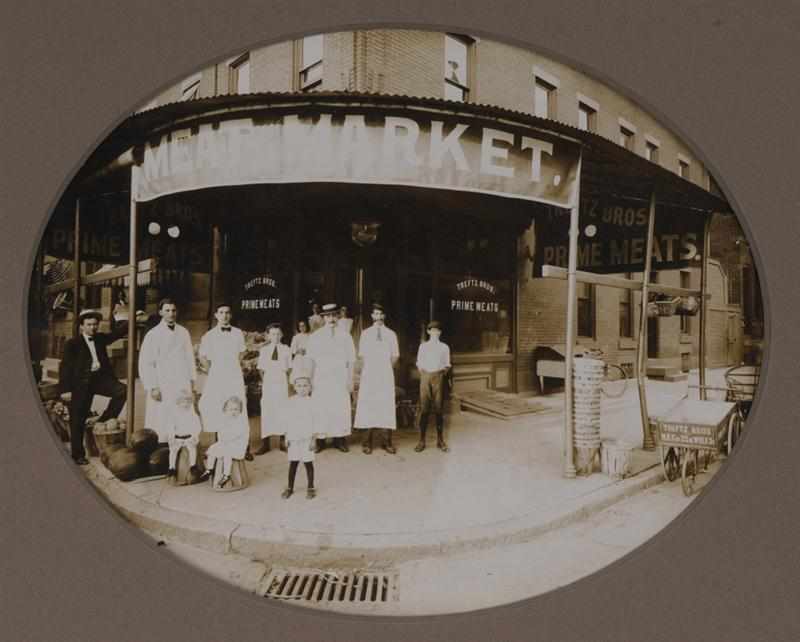 Appraisal: UNKNOWN C ''MEAT MARKET '' STAFF AND FAMILY Silver gelatin