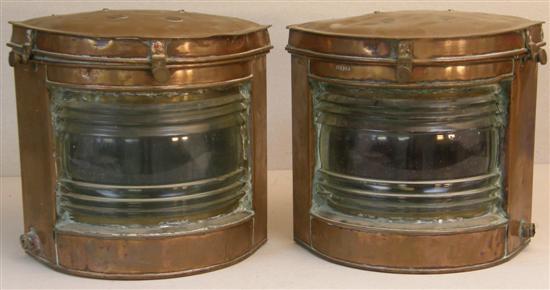 Appraisal: Pair of copper ship's lanterns h w in