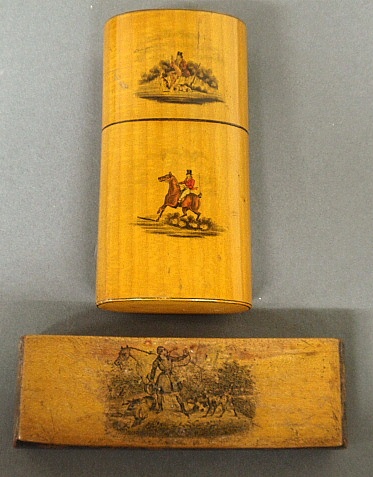 Appraisal: - Sycamore cheroot case h th c and a small