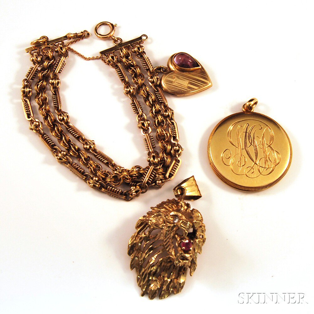 Appraisal: Three Pieces of Mostly Victorian Gold Jewelry a kt gold