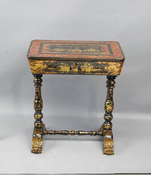 Appraisal: A fine Chinese export black japanned and parcel-gilt decorated work