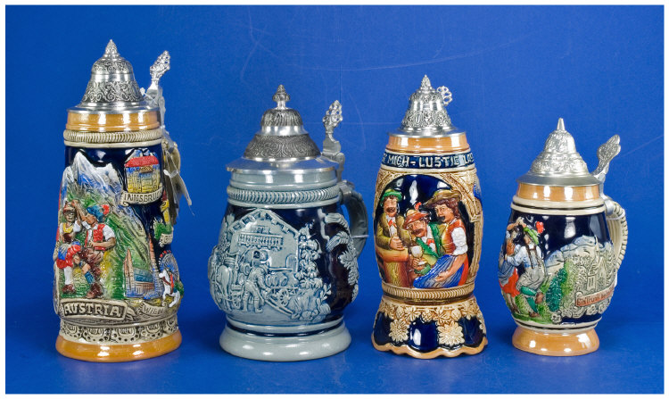 Appraisal: Collection Of Four German Beer Steins Two Limited Editions And