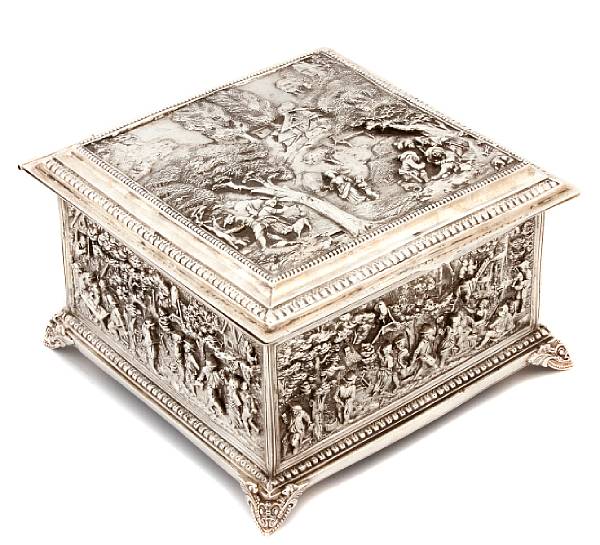 Appraisal: A sterling table box after the antiqueRC Modern Of square