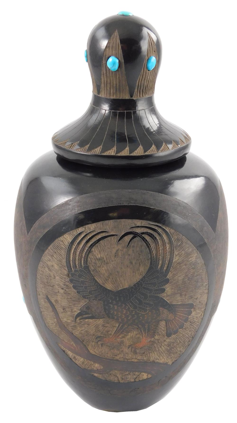 Appraisal: Santa Clara pottery by Corn Moquino - sgraffito jar with