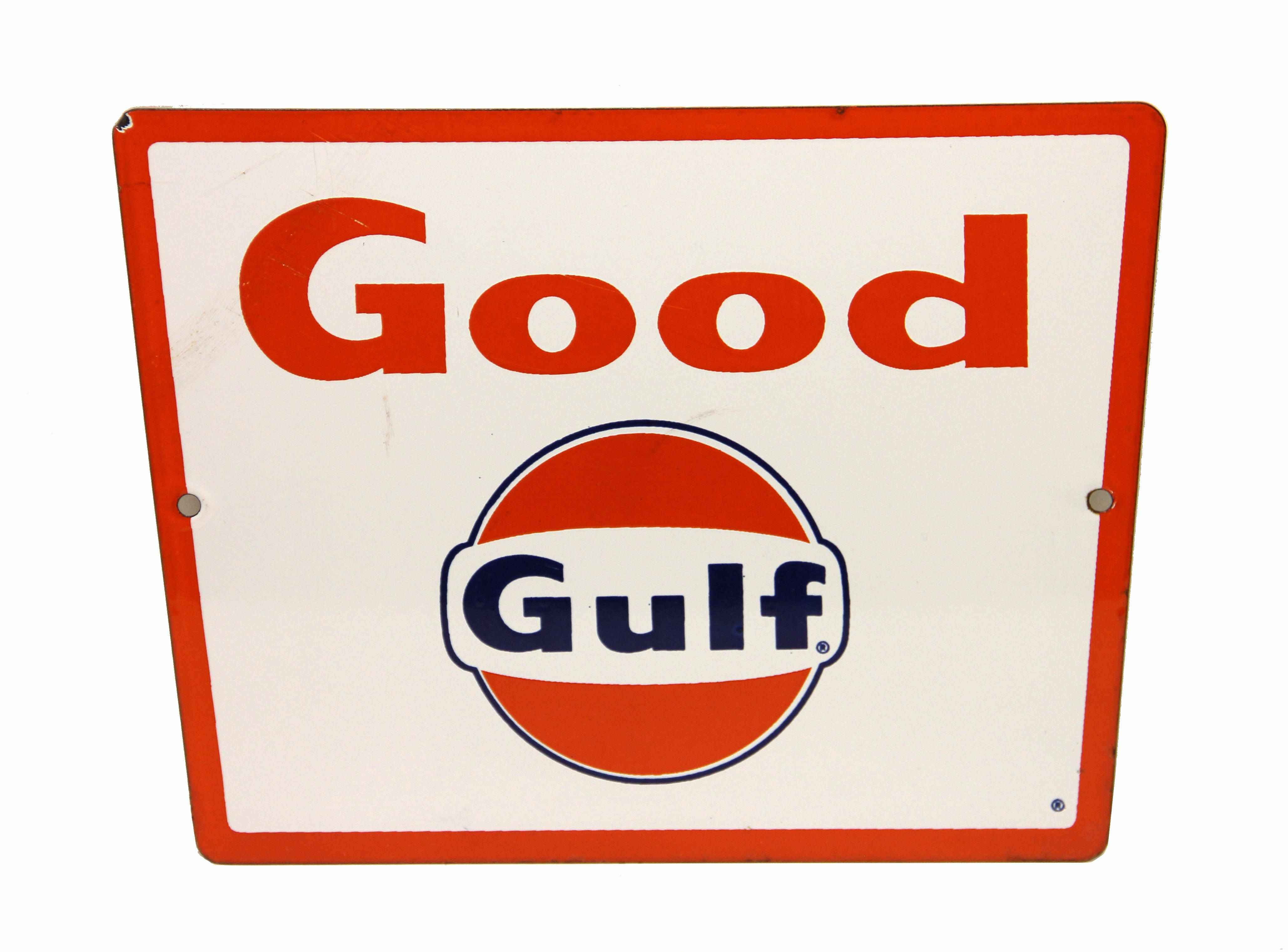 Appraisal: A Good Gulf pump plate circa 's multi-colored porcelain enamel