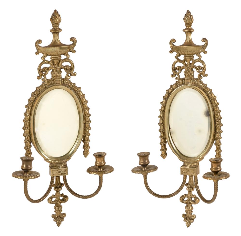 Appraisal: PAIR OF BRASS WALL SCONCES LATE TH CENTURY HEIGHTS TOTAL