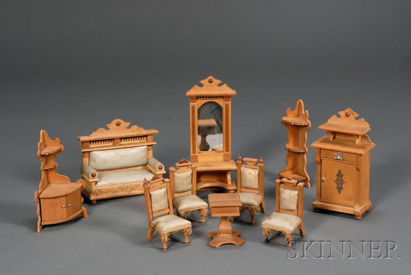 Appraisal: Group of German Fruitwood Dollhouse Furniture late th early th