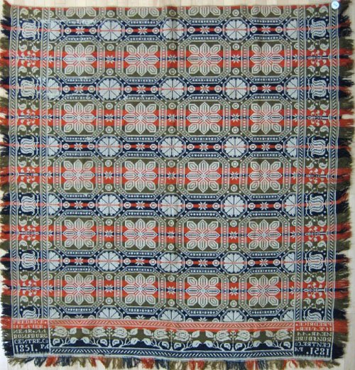 Appraisal: Pennsylvania jacquard coverlet inscribed Fredrick Weaver New Aaronsburg Centre Co