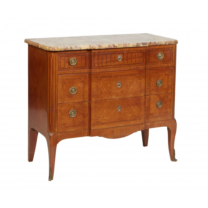 Appraisal: French Louis XVI Style Carved Cherry Marble Top Commode early