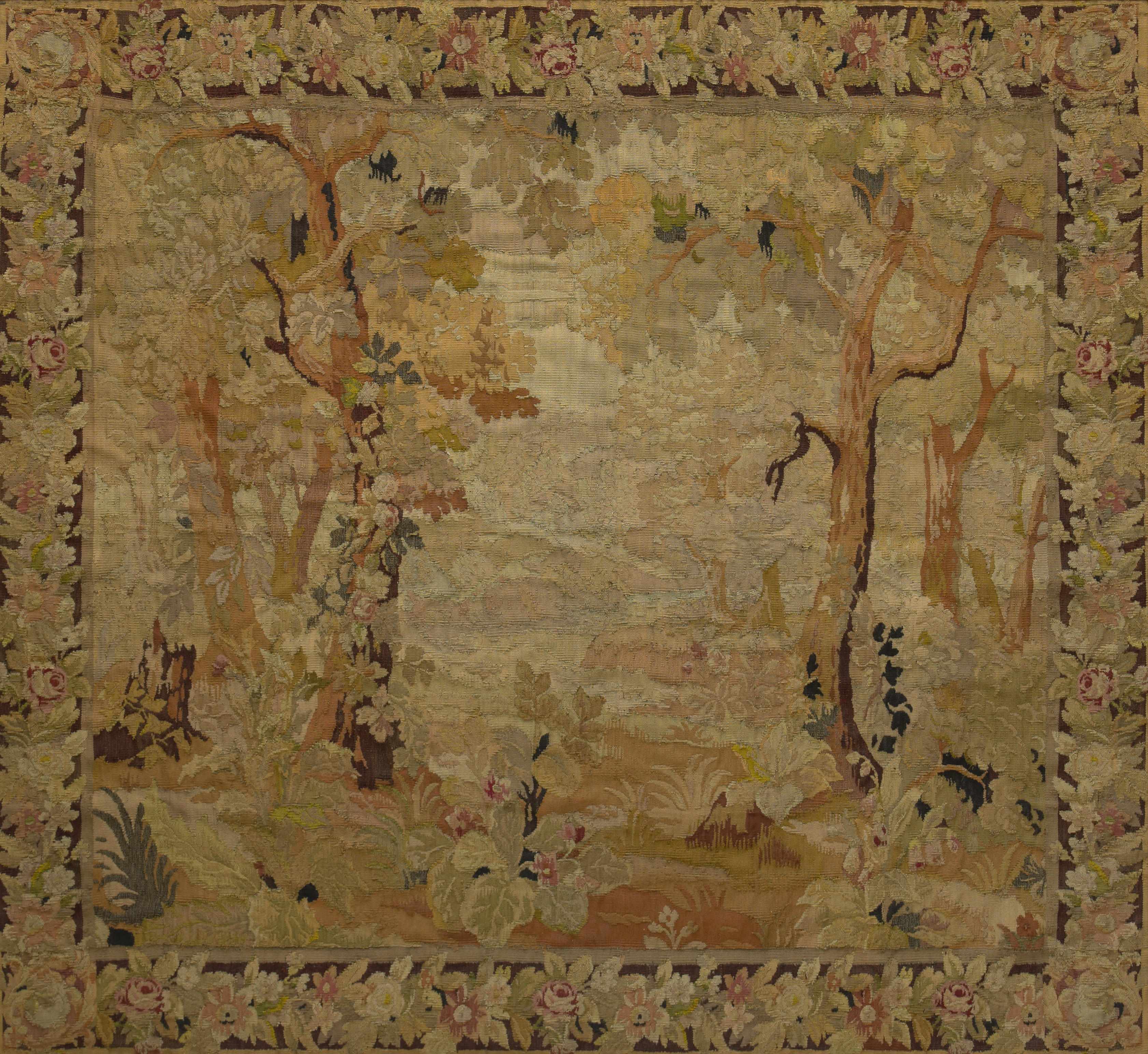 Appraisal: A Flemish Baroque tapestry th century Depicting a wooded landscape