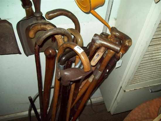 Appraisal: A LARGE COLLECTION OF WALKING STICKS ONE SHOOTING STICK AND