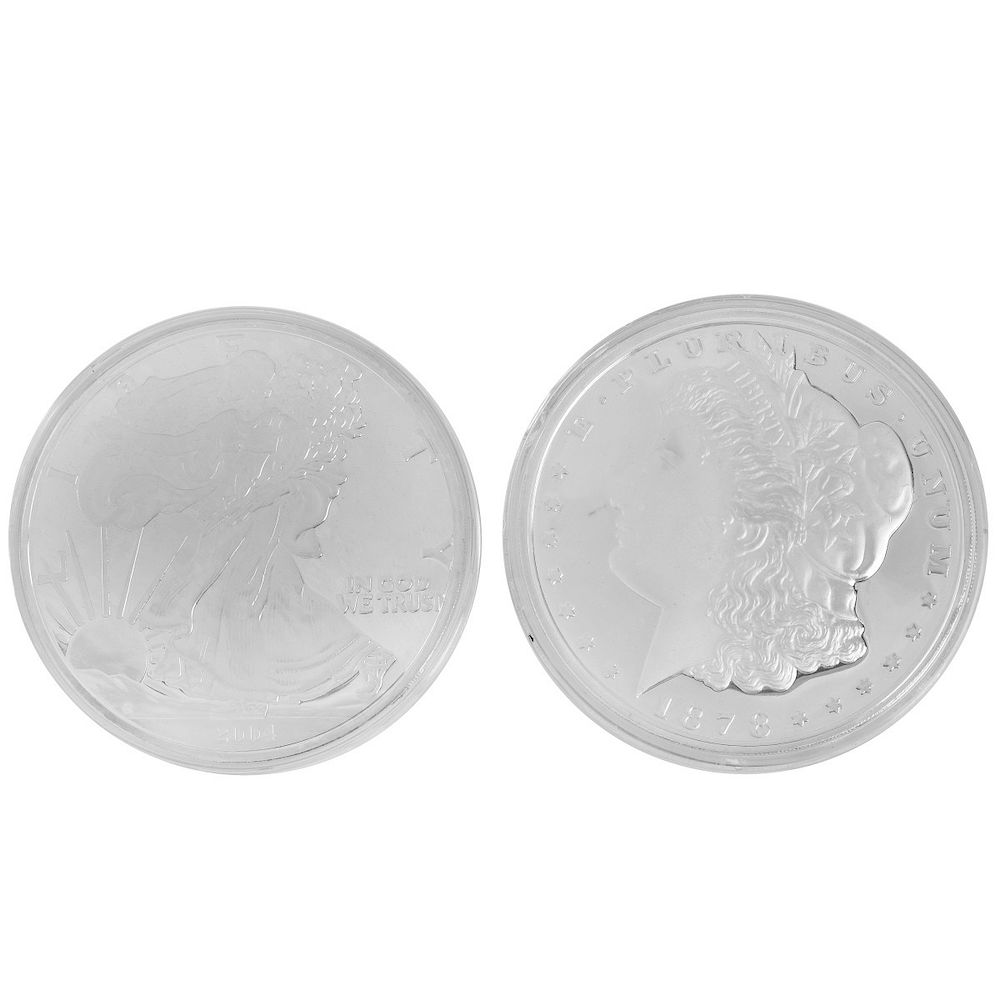 Appraisal: Two One Pound Silver Rounds Two one pound Silver Rounds