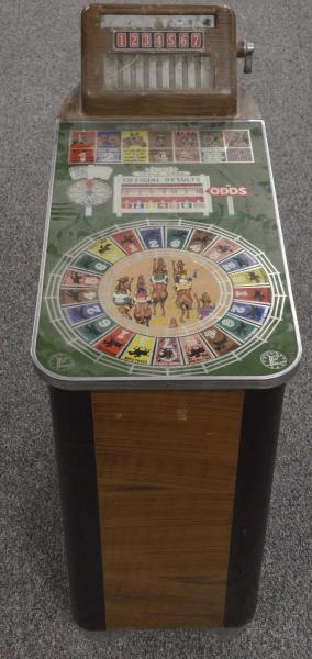 Appraisal: Token-Operated Buckley Track Odds Slot Machine Horse race console machine