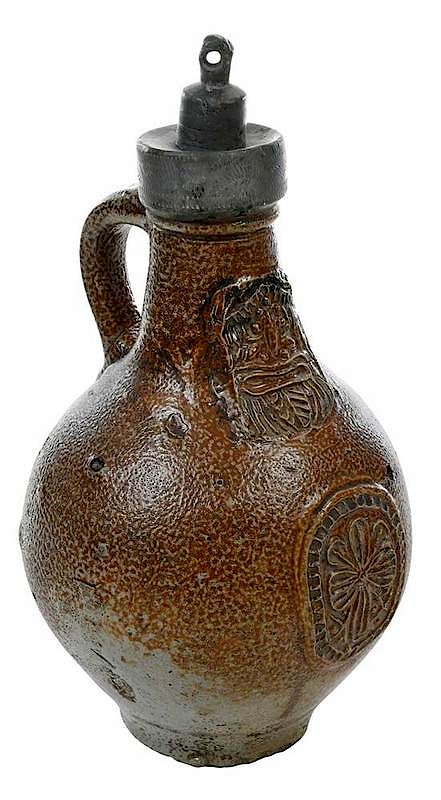 Appraisal: Frechen Stoneware Bellarmine Jug German th century brown salt glazed